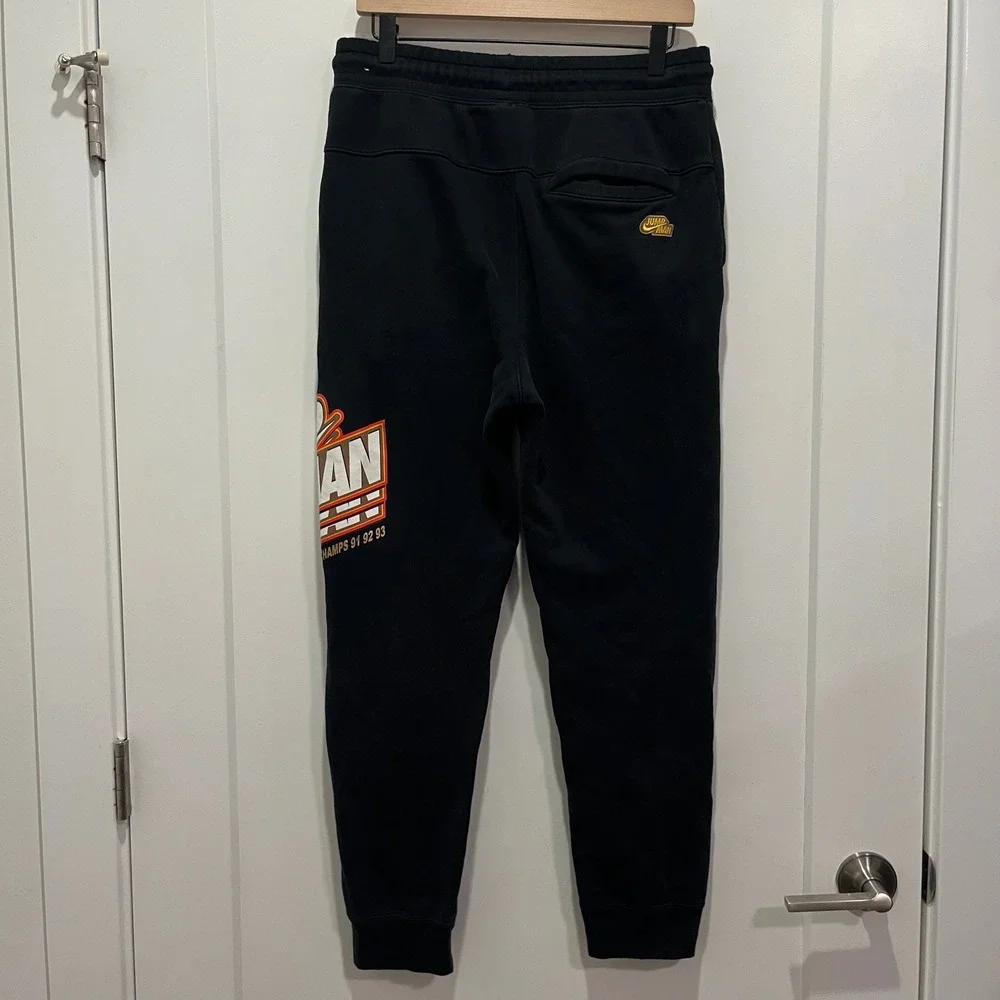 Jordan Mens Jumpman Fleece Joggers Black Graphic Sweatpants Medium Champs